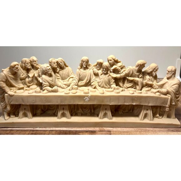 The Last Supper Sculpture Alabaster Jesus Disciples Made in Italy - Picture 2 of 8